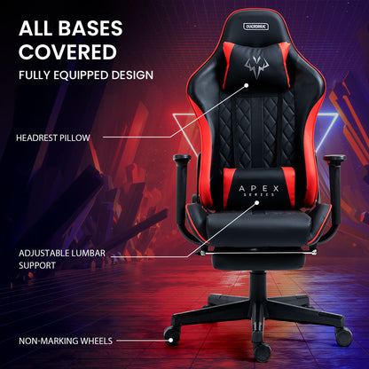 OVERDRIVE Apex Series Reclining Gaming Ergonomic Office Chair with Footrest, Black and Red - Cosy Abode