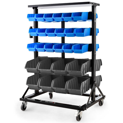 BAUMR-AG 52 Parts Bin Rack Storage System Mobile Double-Sided - Blue - Cosy Abode