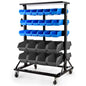 BAUMR-AG 52 Parts Bin Rack Storage System Mobile Double-Sided - Blue - Cosy Abode