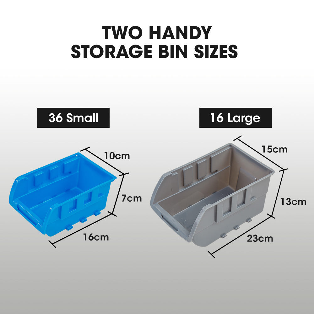 BAUMR-AG 52 Parts Bin Rack Storage System Mobile Double-Sided - Blue - Cosy Abode