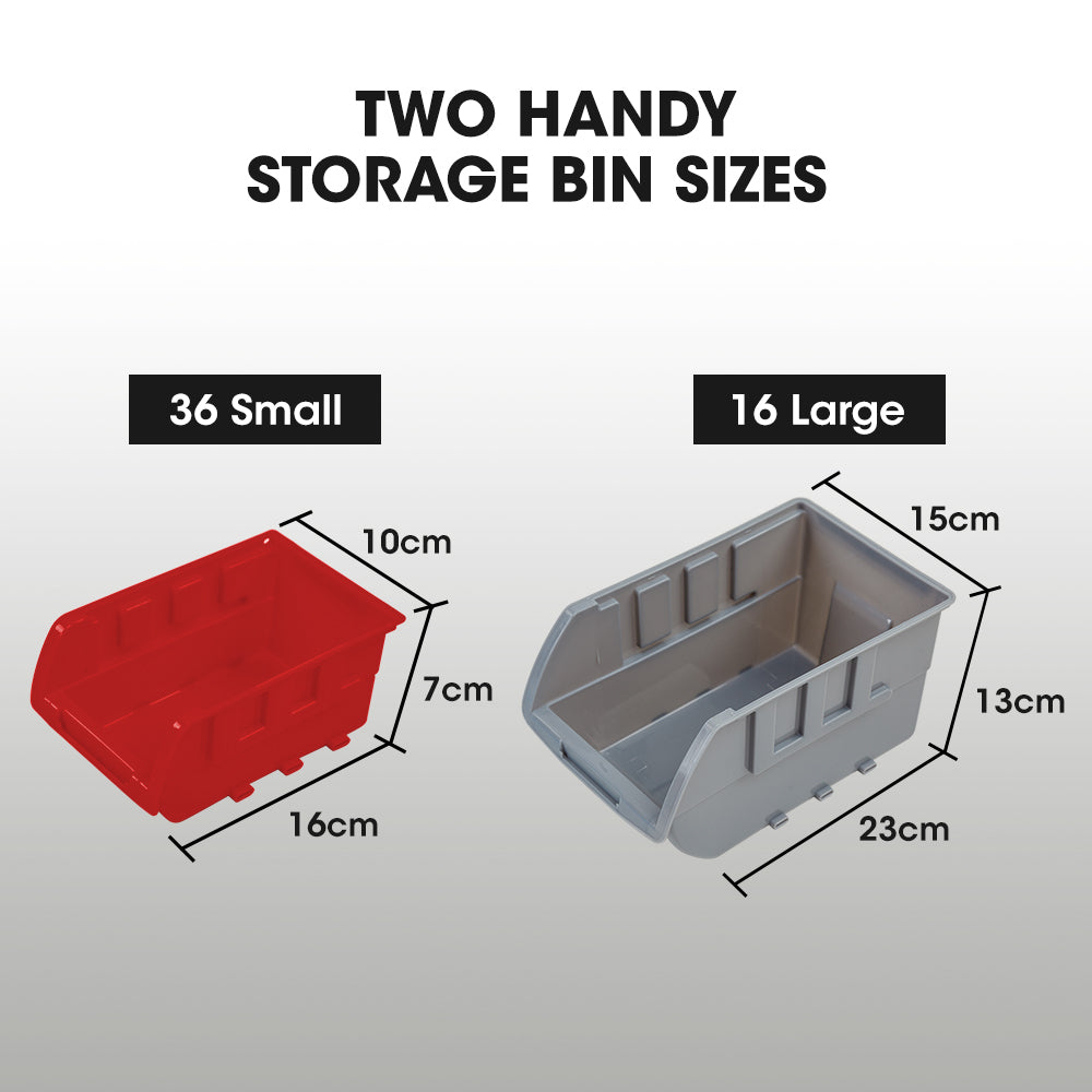 BAUMR-AG 52 Parts Bin Rack Storage System Mobile Double-Sided - Red - Cosy Abode