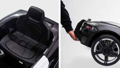 ROVO KIDS Ride-On Car Mustang Children Police Patrol Electric Toy w/ Remote Control Black/White - Cosy Abode