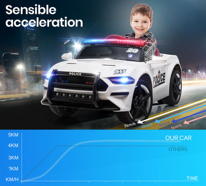 ROVO KIDS Ride-On Car Mustang Style Patrol Electric Battery Powered Toy, Remote Control, White - Cosy Abode