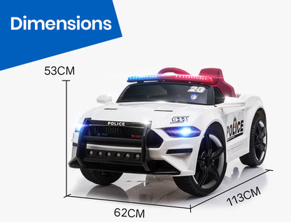 ROVO KIDS Ride-On Car Mustang Style Patrol Electric Battery Powered Toy, Remote Control, White - Cosy Abode