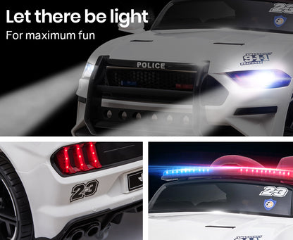 ROVO KIDS Ride-On Car Mustang Style Patrol Electric Battery Powered Toy, Remote Control, White - Cosy Abode