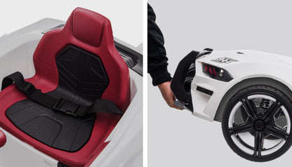 ROVO KIDS Ride-On Car Mustang Style Patrol Electric Battery Powered Toy, Remote Control, White - Cosy Abode