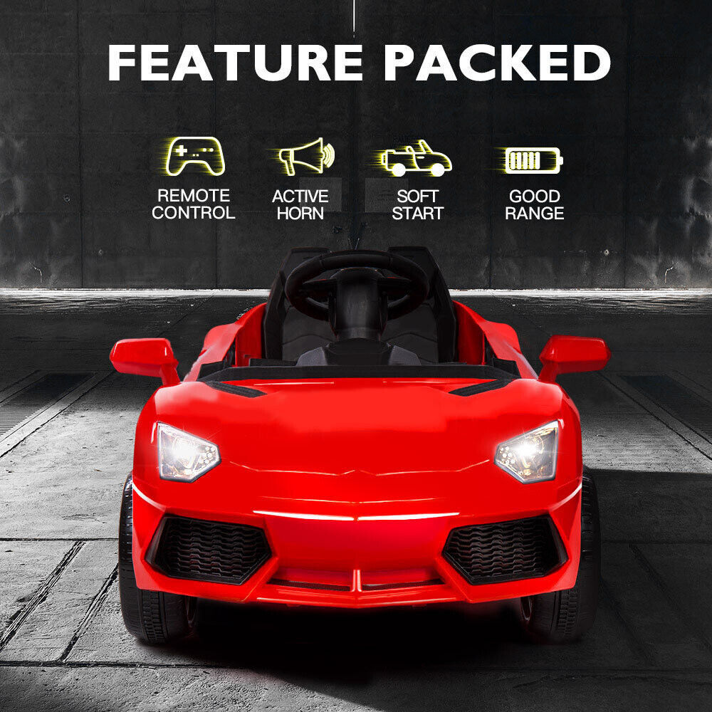 ROVO KIDS Lamborghini Inspired Ride-On Car, Remote Control, Battery Charger, Red - Cosy Abode