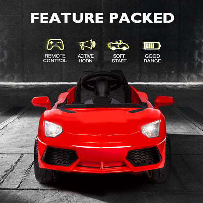 ROVO KIDS Lamborghini Inspired Ride-On Car, Remote Control, Battery Charger, Red - Cosy Abode