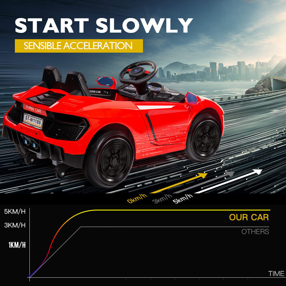 ROVO KIDS Lamborghini Inspired Ride-On Car, Remote Control, Battery Charger, Red - Cosy Abode