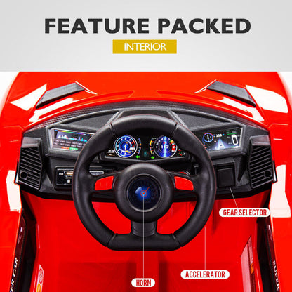 ROVO KIDS Lamborghini Inspired Ride-On Car, Remote Control, Battery Charger, Red - Cosy Abode