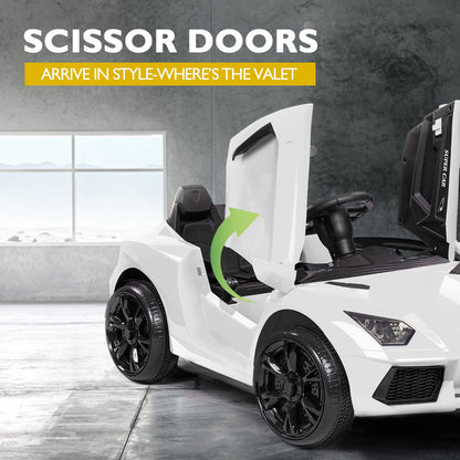 ROVO KIDS Lamborghini Inspired Ride-On Car, Remote Control, Battery Charger, White - Cosy Abode
