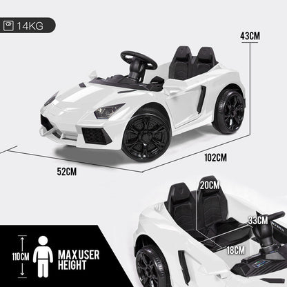 ROVO KIDS Lamborghini Inspired Ride-On Car, Remote Control, Battery Charger, White - Cosy Abode