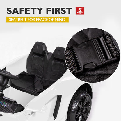 ROVO KIDS Lamborghini Inspired Ride-On Car, Remote Control, Battery Charger, White - Cosy Abode