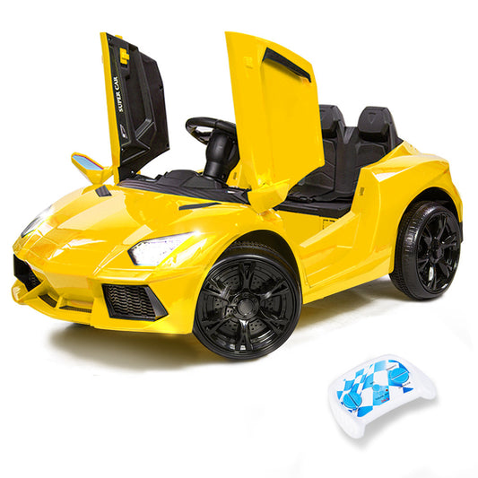 ROVO KIDS Lamborghini Inspired Ride-On Car, Remote Control, Battery Charger, Yellow - Cosy Abode