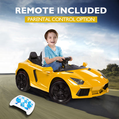 ROVO KIDS Lamborghini Inspired Ride-On Car, Remote Control, Battery Charger, Yellow - Cosy Abode