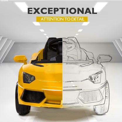 ROVO KIDS Lamborghini Inspired Ride-On Car, Remote Control, Battery Charger, Yellow - Cosy Abode