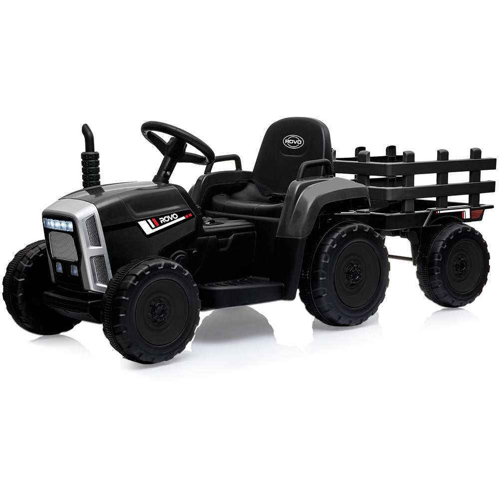ROVO KIDS Electric Battery Operated Ride On Tractor Toy, Remote Control, Black - Cosy Abode