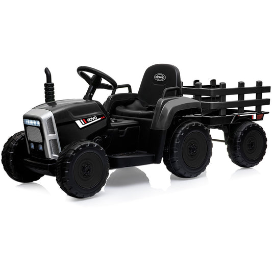 ROVO KIDS Electric Battery Operated Ride On Tractor Toy, Remote Control, Black - Cosy Abode