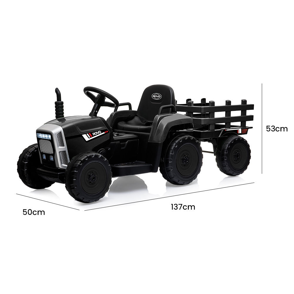 ROVO KIDS Electric Battery Operated Ride On Tractor Toy, Remote Control, Black - Cosy Abode