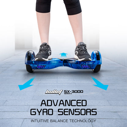 BULLET Electric Hoverboard Scooter 6.5 Inch Wheels, Colour LED Lighting, Carry Bag, Gen III Blue Galaxy - Cosy Abode