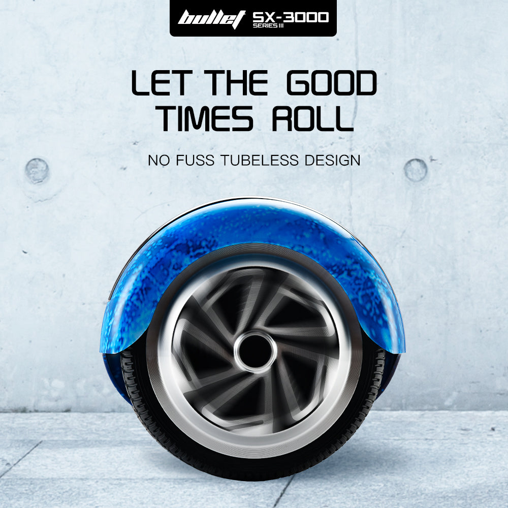 BULLET Electric Hoverboard Scooter 6.5 Inch Wheels, Colour LED Lighting, Carry Bag, Gen III Blue Galaxy - Cosy Abode