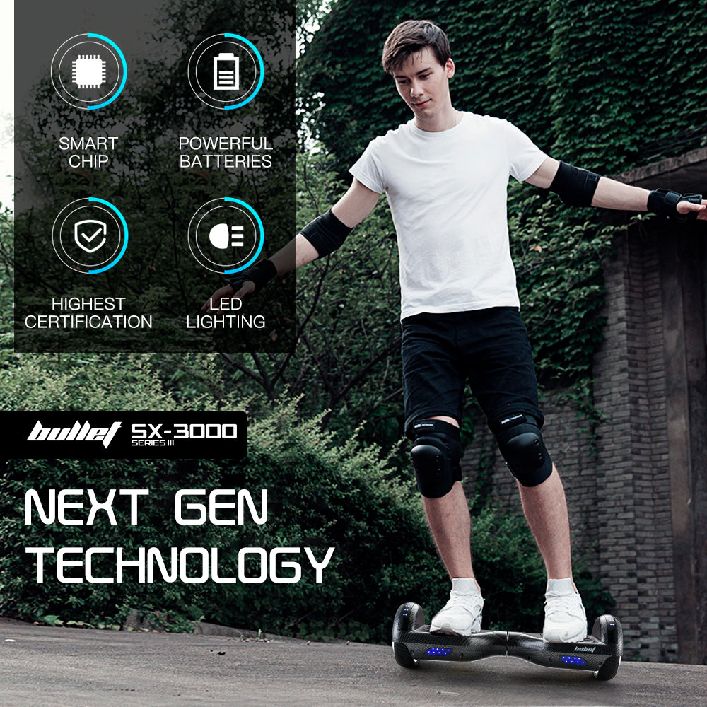 BULLET Hoverboard Electric Scooter 6.5 Inch Wheels Self Balancing Gen III Carbon Fiber Style - Cosy Abode