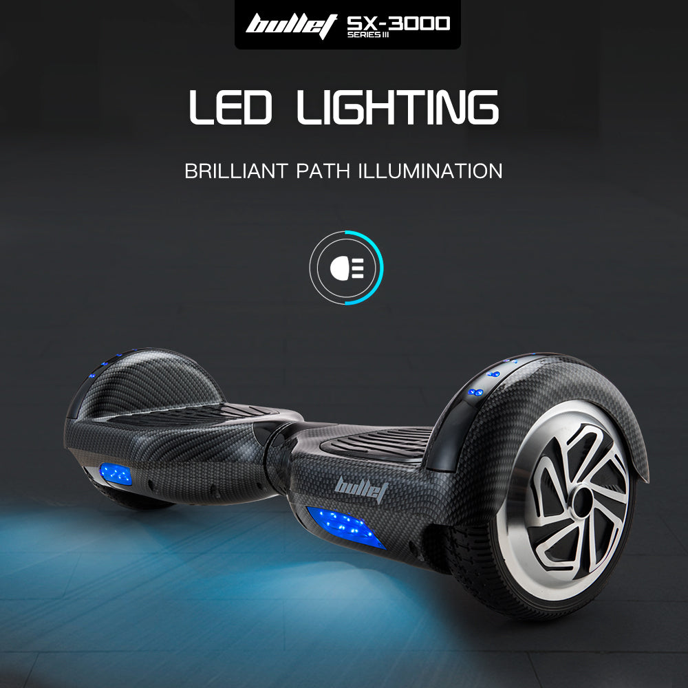 BULLET Hoverboard Electric Scooter 6.5 Inch Wheels Self Balancing Gen III Carbon Fiber Style - Cosy Abode