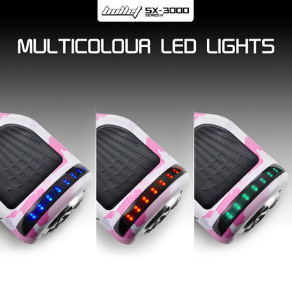 BULLET Electric Hoverboard Scooter 6.5 Inch Wheels, Colour LED Lighting, Carry Bag, Gen III Pink Camo - Cosy Abode
