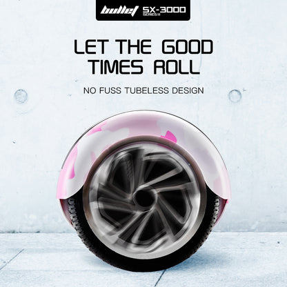 BULLET Electric Hoverboard Scooter 6.5 Inch Wheels, Colour LED Lighting, Carry Bag, Gen III Pink Camo - Cosy Abode