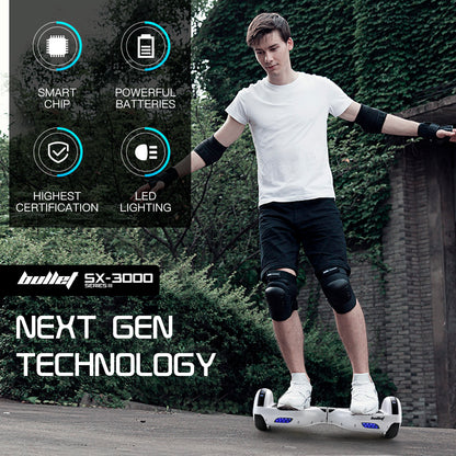 BULLET Hoverboard Electric Scooter 6.5 Inch Wheels Self Balancing Gen III White Free Carry Bag - Cosy Abode