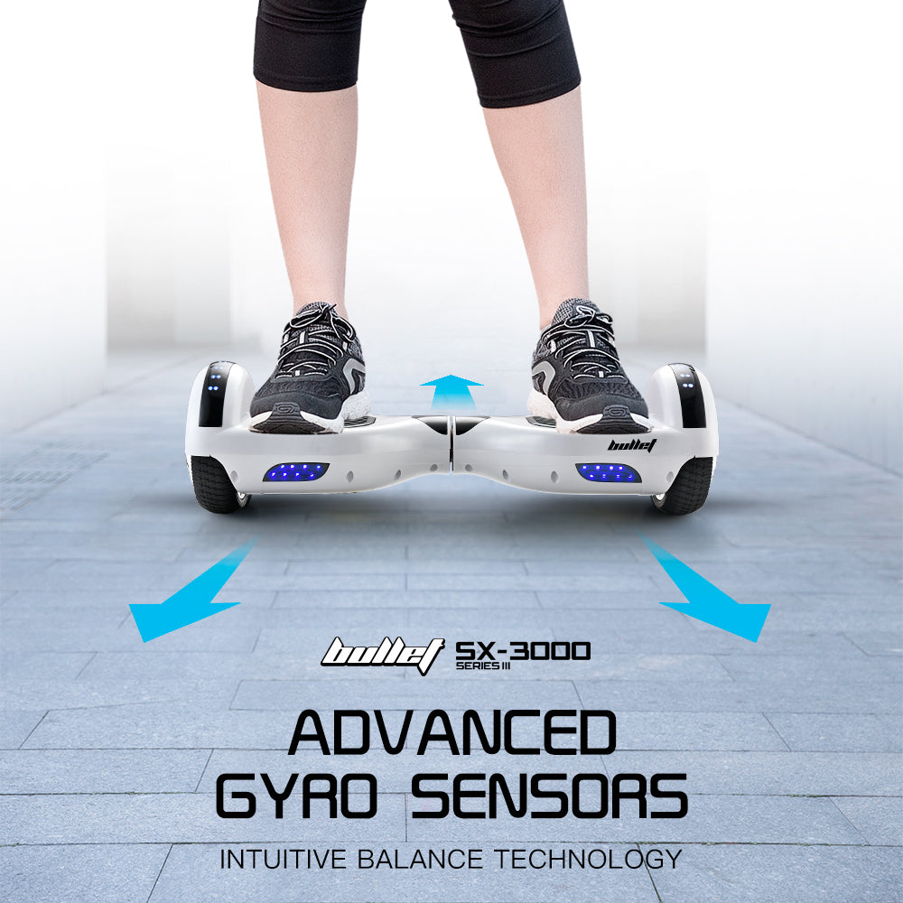 BULLET Hoverboard Electric Scooter 6.5 Inch Wheels Self Balancing Gen III White Free Carry Bag - Cosy Abode