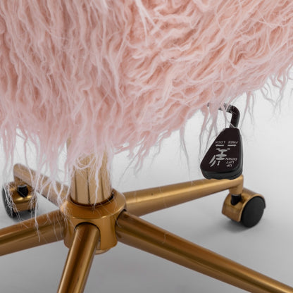 Fluffy Office Chair Faux Fur Modern Swivel Desk Chair for Women And Girls-Pink - Cosy Abode