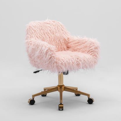 Fluffy Office Chair Faux Fur Modern Swivel Desk Chair for Women And Girls-Pink - Cosy Abode