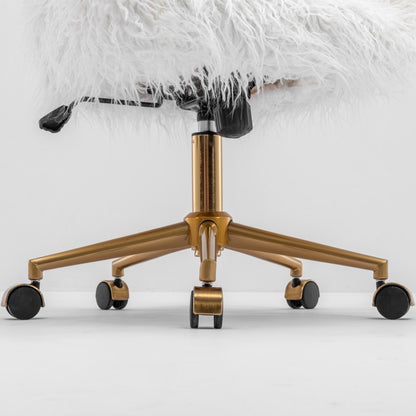 Fluffy Office Chair Faux Fur Modern Swivel Desk Chair for Women And Girls-White - Cosy Abode