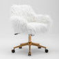 Fluffy Office Chair Faux Fur Modern Swivel Desk Chair for Women And Girls-White - Cosy Abode
