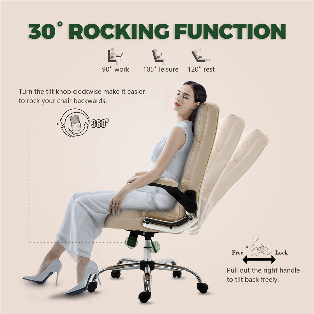 Velvet Home Ergonomic Swivel Adjustable Tilt Angle and Flip-up Arms Office Chair - Cosy Abode