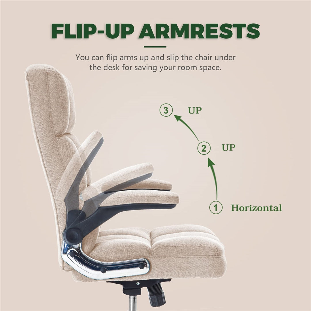 Velvet Home Ergonomic Swivel Adjustable Tilt Angle and Flip-up Arms Office Chair - Cosy Abode