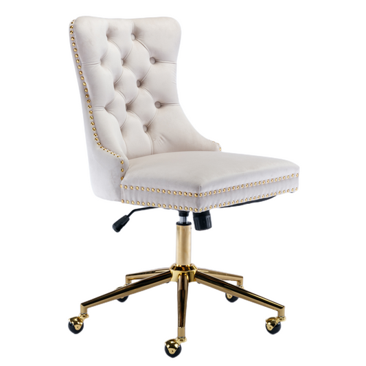 Velvet Home Office Chair- Beige - Cosy Abode
