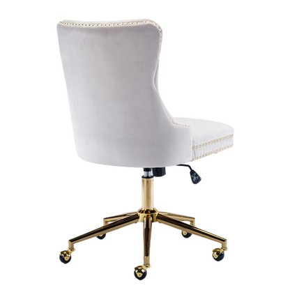 Velvet Home Office Chair- Beige - Cosy Abode