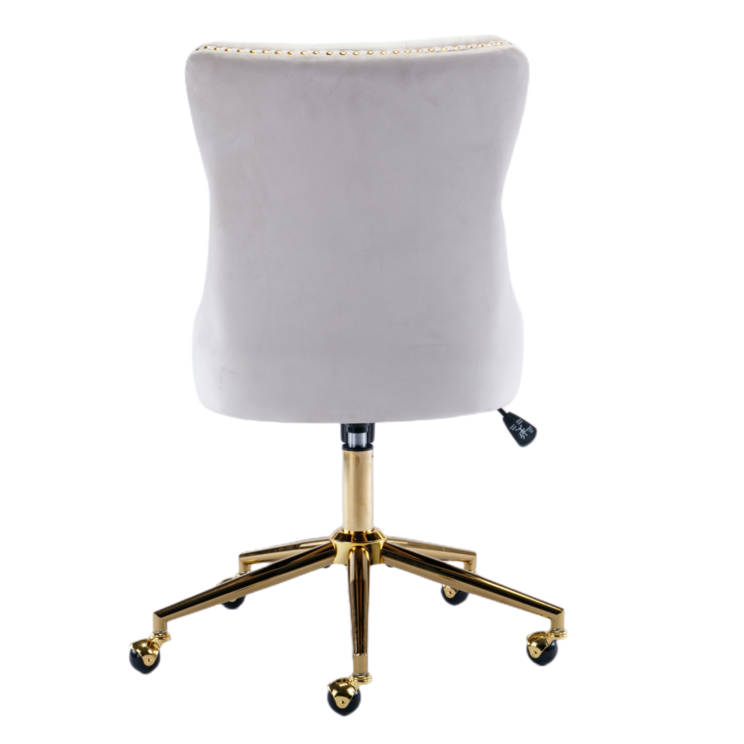 Velvet Home Office Chair- Beige - Cosy Abode