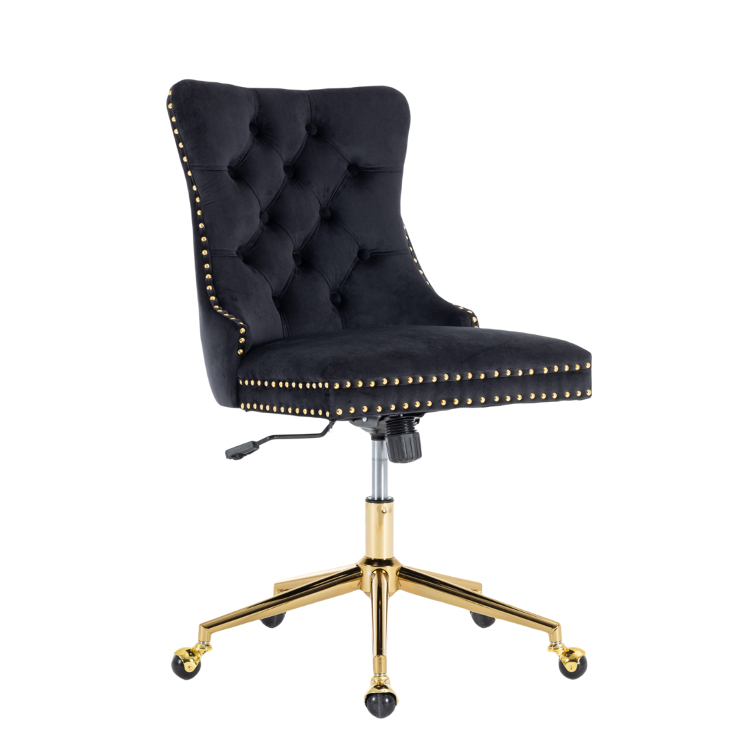Velvet Home Office Chair- Black - Cosy Abode