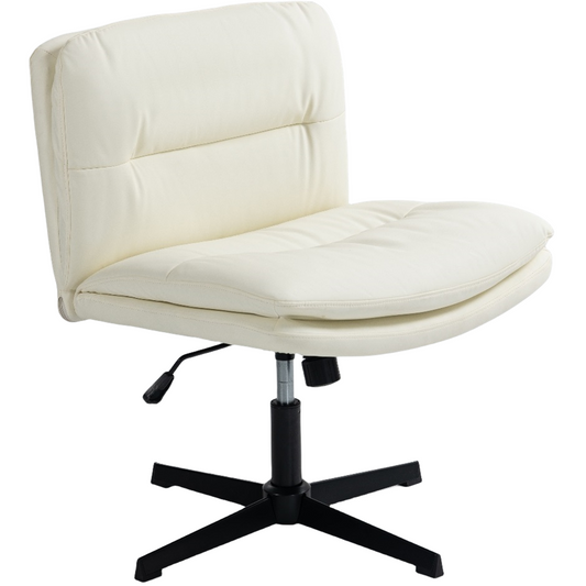 Faux Leather Home Office Chair -Beige - Cosy Abode