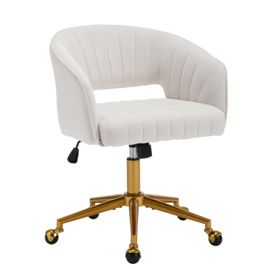 Velvet Home Office Chair- Beige - Cosy Abode