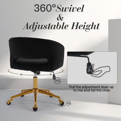 Velvet Home Office Chair- Black - Cosy Abode