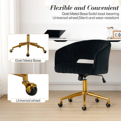 Velvet Home Office Chair- Black - Cosy Abode
