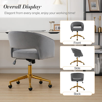 Velvet Home Office Chair- Grey - Cosy Abode