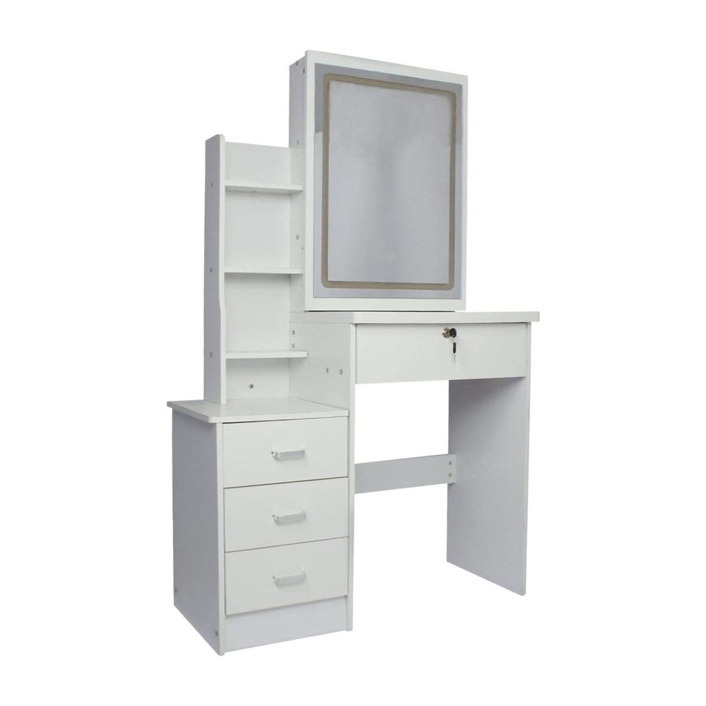 EKKIO Dressing Table White LED Mirror + Stool - Cosy Abode