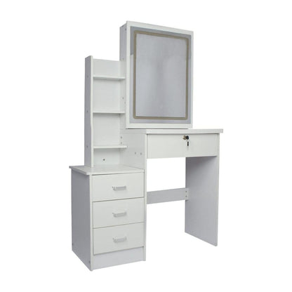 EKKIO Dressing Table White LED Mirror + Stool - Cosy Abode