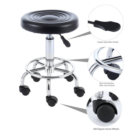 EKKIO Round Salon Stool with Adjustable Height (Black) - Cosy Abode