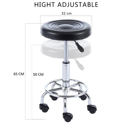 EKKIO Round Salon Stool with Adjustable Height (Black) - Cosy Abode